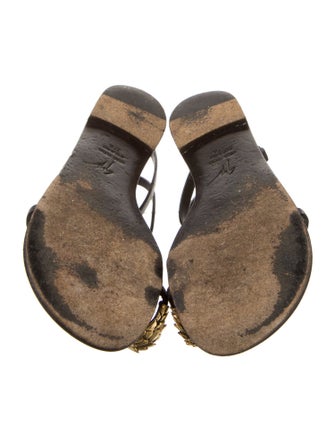Giuseppe Zanotti Leather Cutout Accent T-Strap Sandals