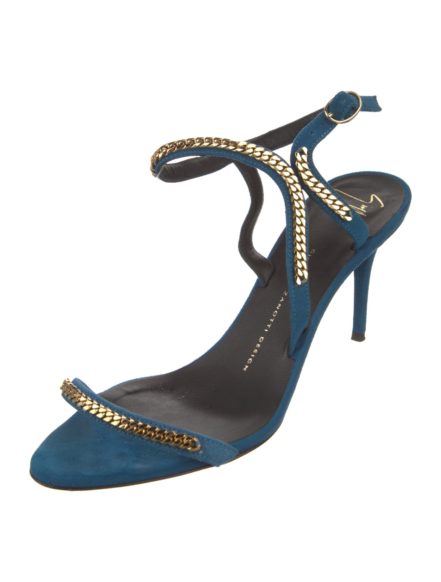 Giuseppe Zanotti Suede Chain-Link Accents Sandals