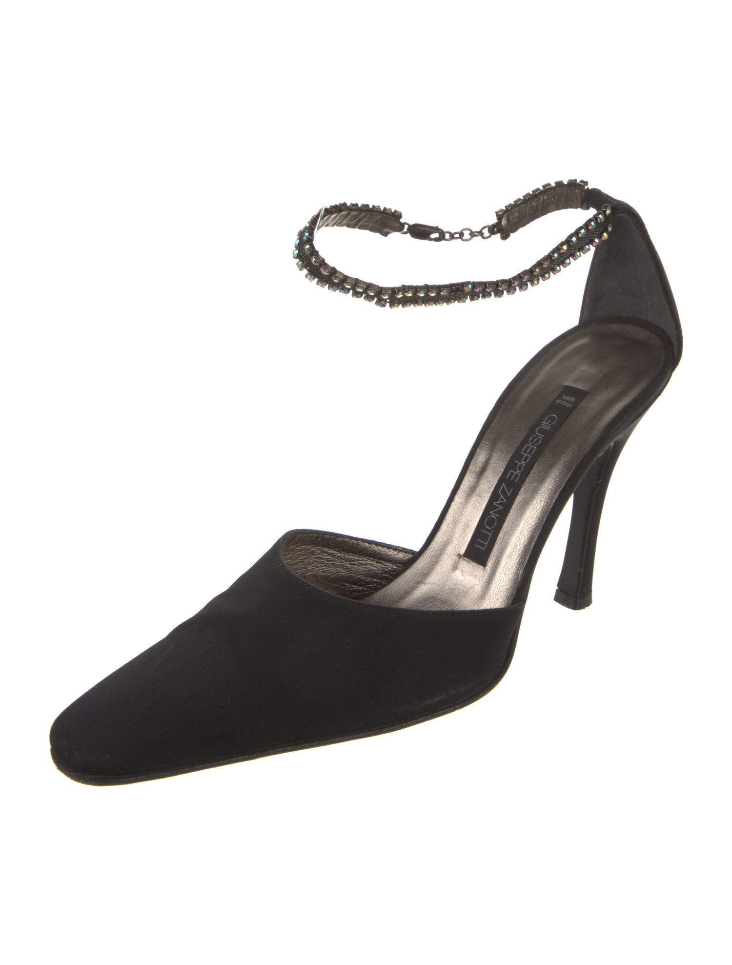 Giuseppe Zanotti Satin Crystal Embellishments D'Orsay Pumps