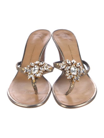 Giuseppe Zanotti Leather Crystal Embellishments Slides