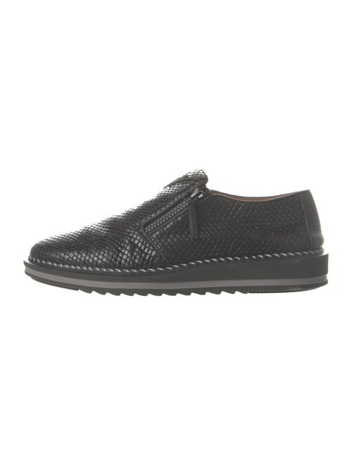 Giuseppe Zanotti Embossed Leather Whipstitch Trim Loafers
