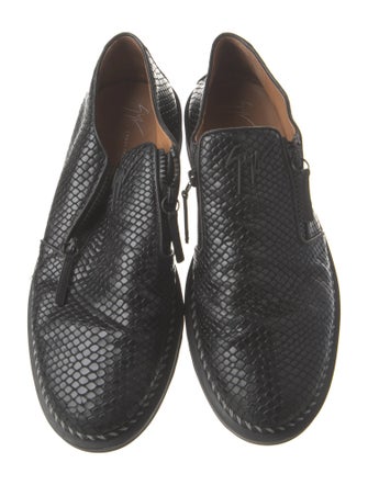 Giuseppe Zanotti Embossed Leather Whipstitch Trim Loafers