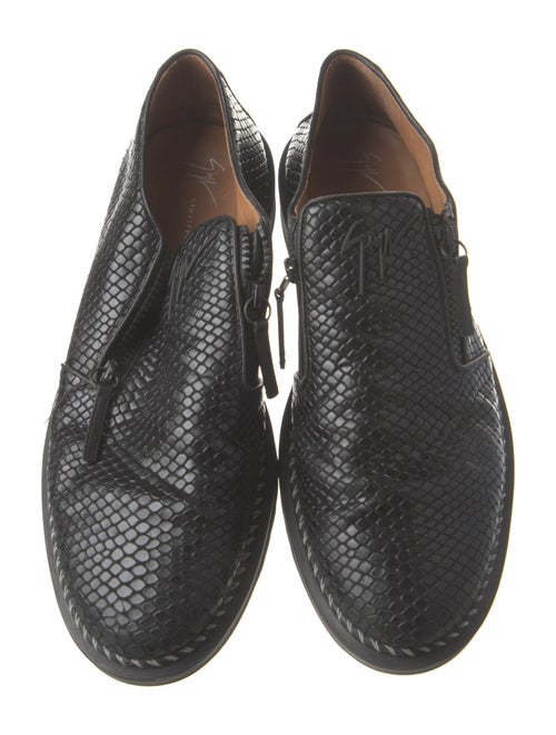 Giuseppe Zanotti Embossed Leather Whipstitch Trim Loafers