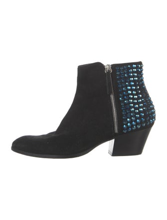 Giuseppe Zanotti Suede Crystal Embellishments Chelsea Boots