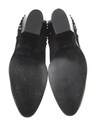 Giuseppe Zanotti Suede Crystal Embellishments Chelsea Boots