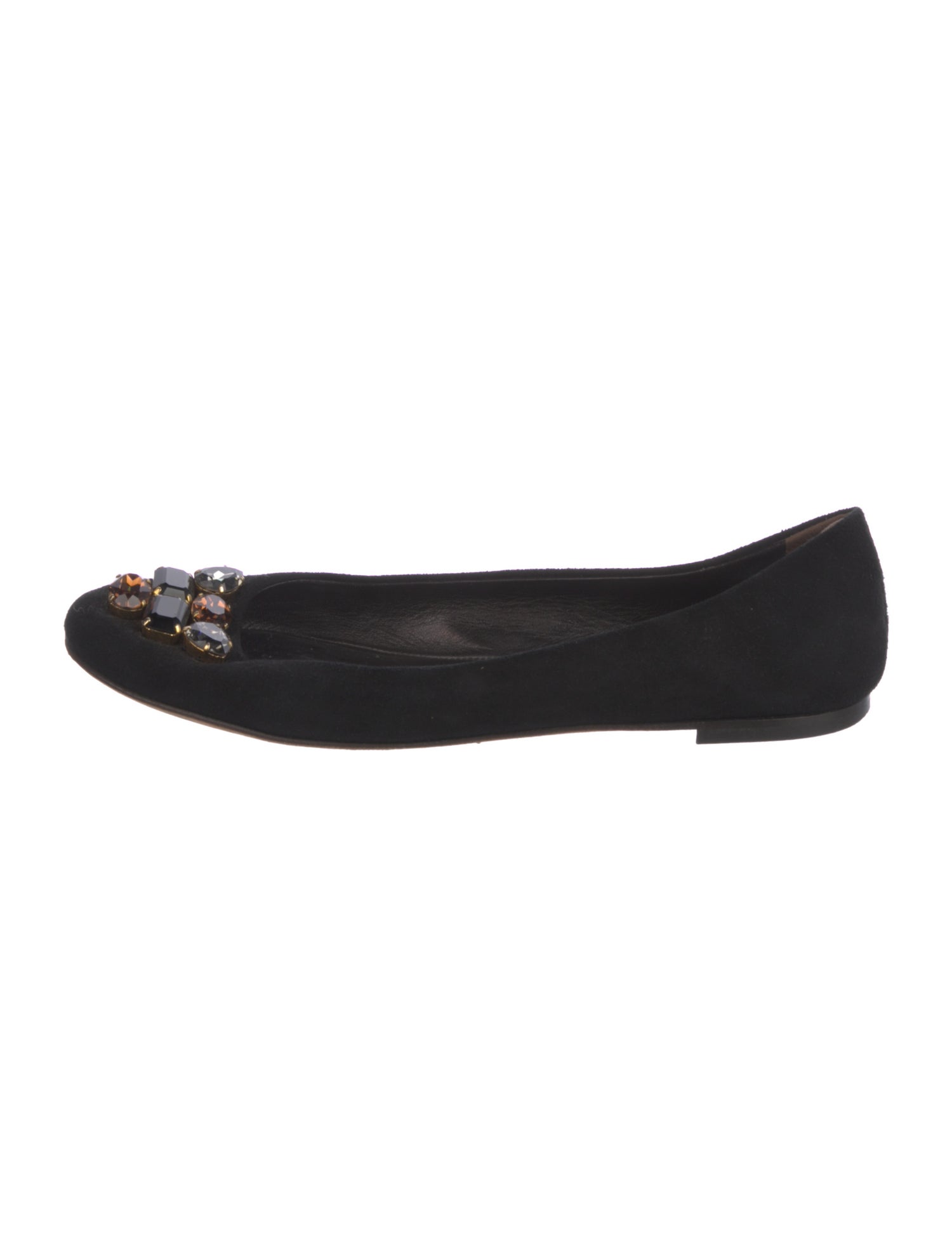 Giuseppe Zanotti Suede Crystal Embellishments Ballet Flats