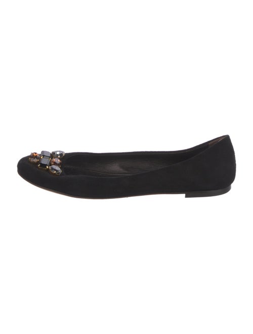Giuseppe Zanotti Suede Crystal Embellishments Ballet Flats
