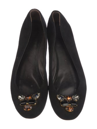 Giuseppe Zanotti Suede Crystal Embellishments Ballet Flats