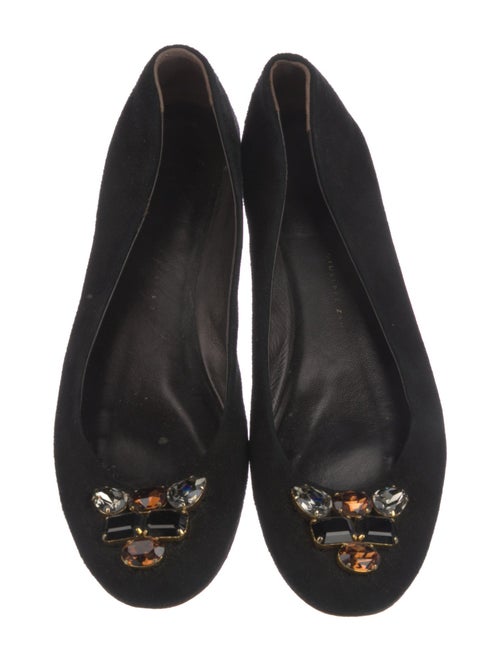 Giuseppe Zanotti Suede Crystal Embellishments Ballet Flats