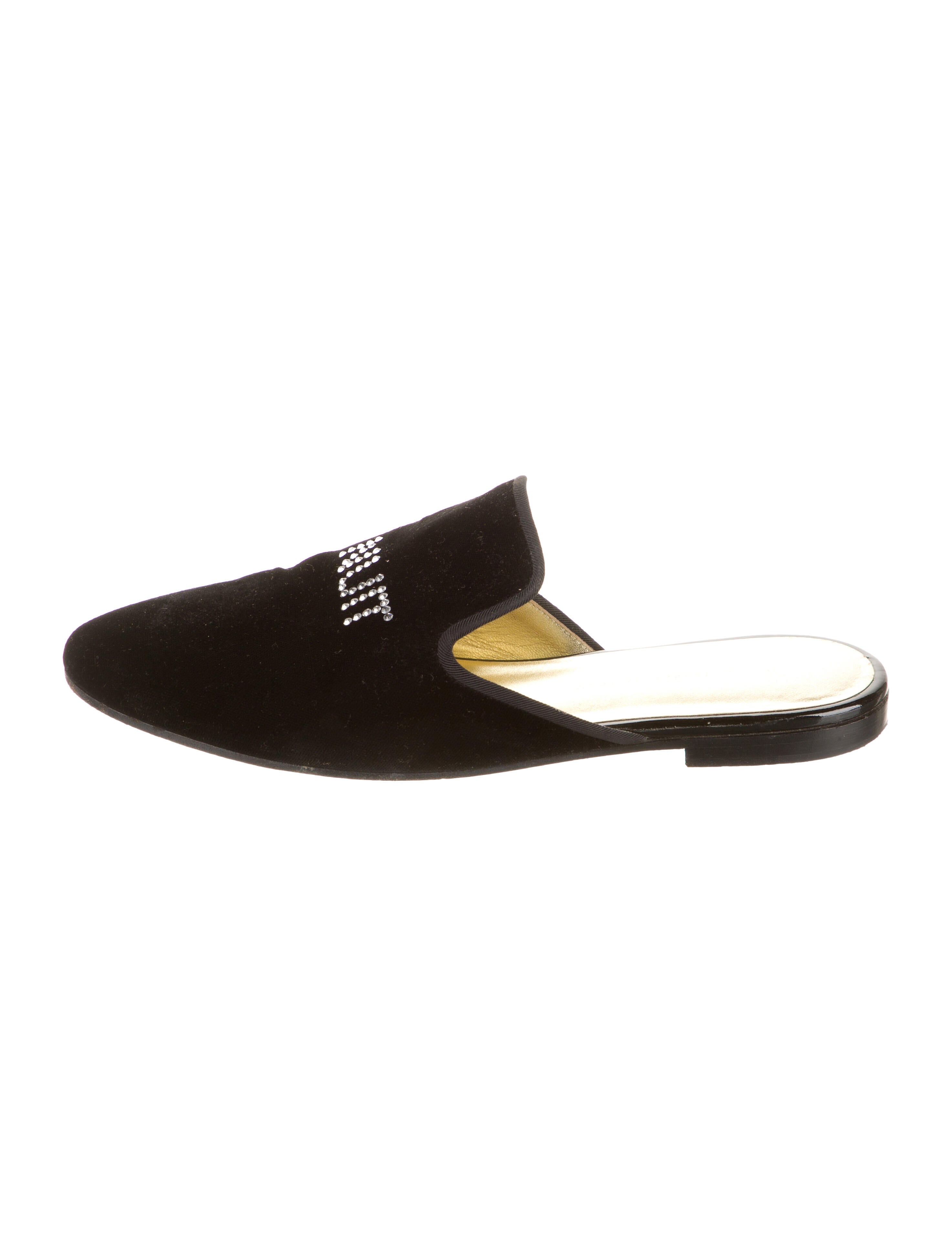 Giuseppe Zanotti Velvet Crystal Embellishments Mules