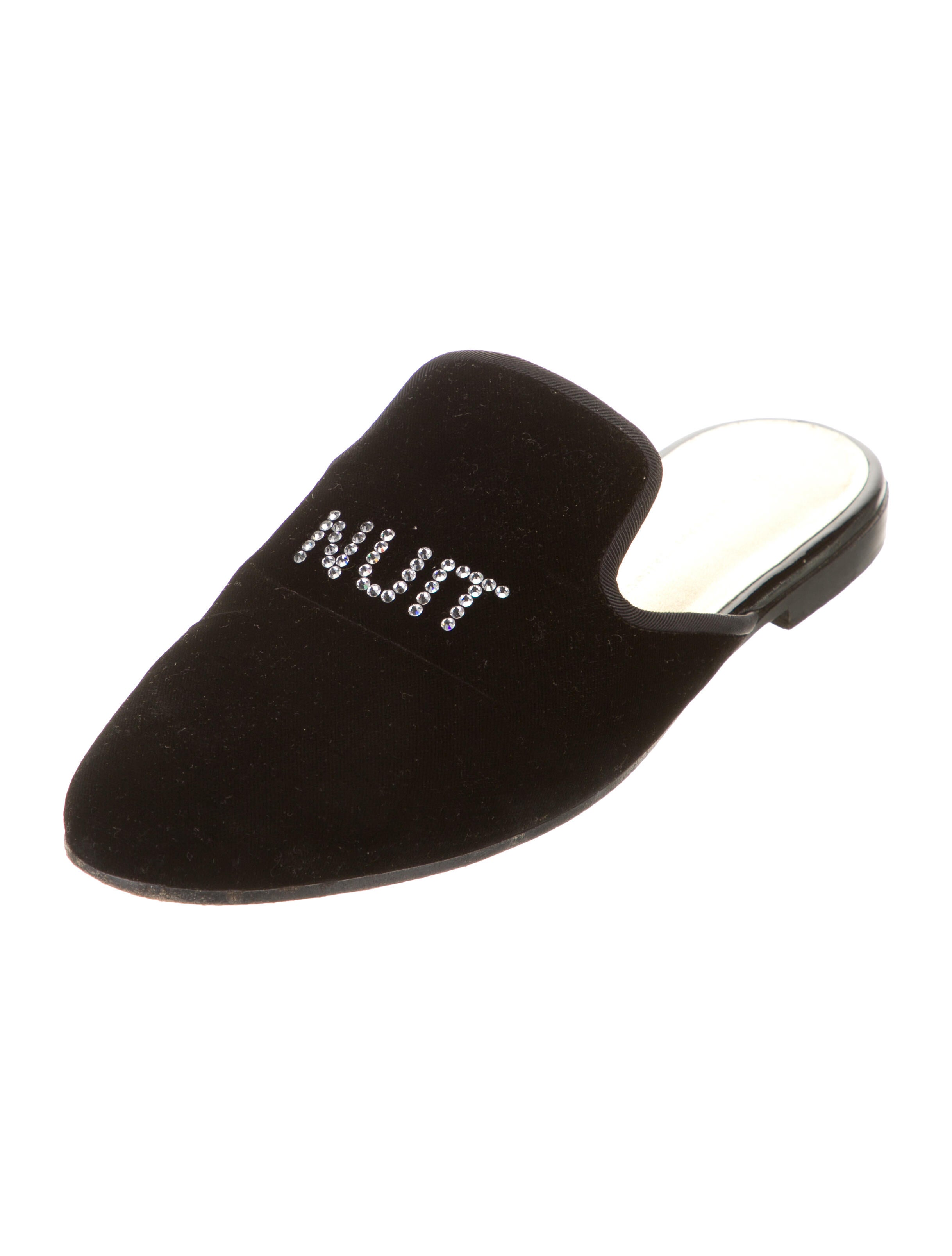 Giuseppe Zanotti Velvet Crystal Embellishments Mules