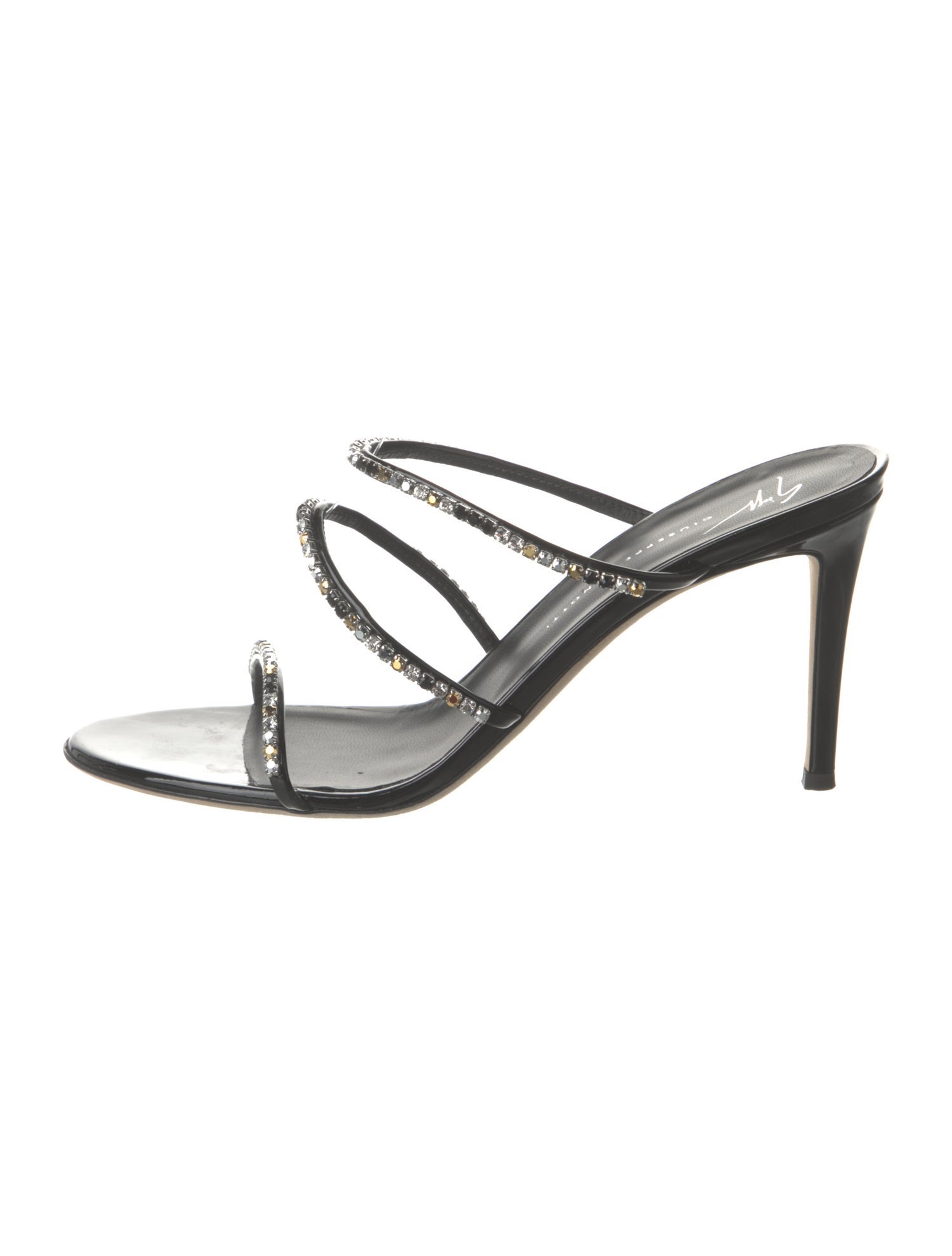 Giuseppe Zanotti Patent Leather Crystal Embellishments Slides