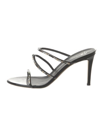 Giuseppe Zanotti Patent Leather Crystal Embellishments Slides