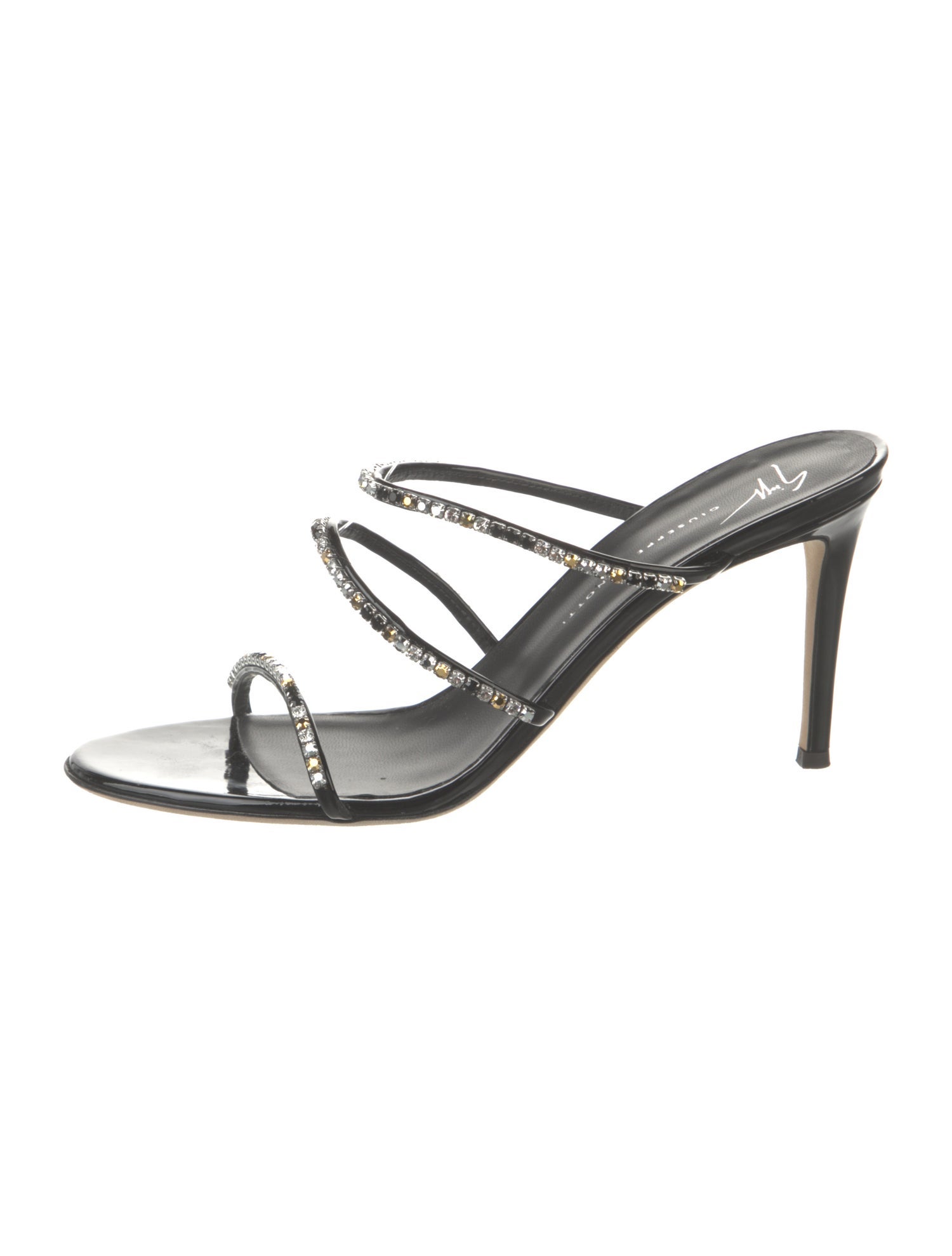 Giuseppe Zanotti Patent Leather Crystal Embellishments Slides