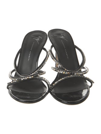 Giuseppe Zanotti Patent Leather Crystal Embellishments Slides