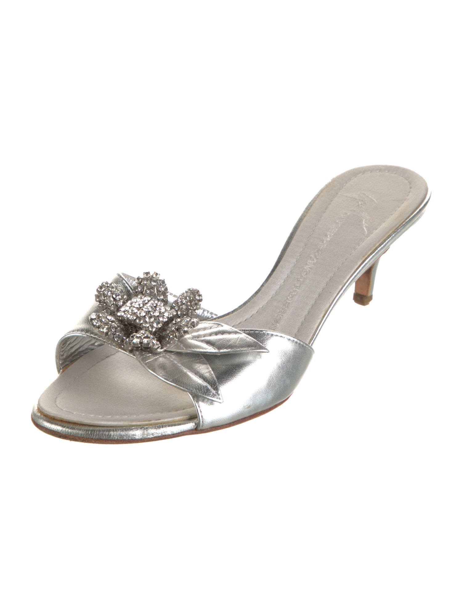 Giuseppe Zanotti Leather Crystal Embellishments Slides