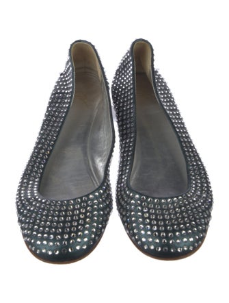 Giuseppe Zanotti Leather Crystal Embellishments Flats