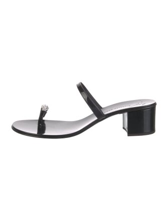 Giuseppe Zanotti Patent Leather Crystal Embellishments Slides