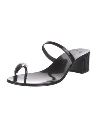 Giuseppe Zanotti Patent Leather Crystal Embellishments Slides
