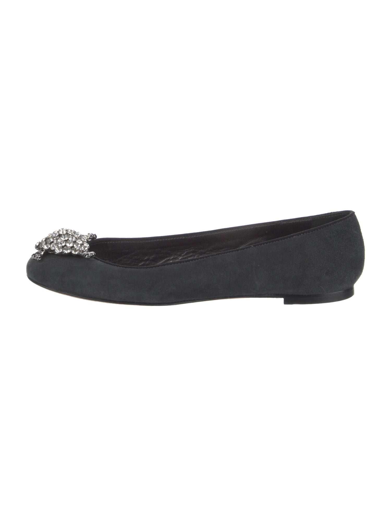 Giuseppe Zanotti Suede Crystal Embellishments Flats