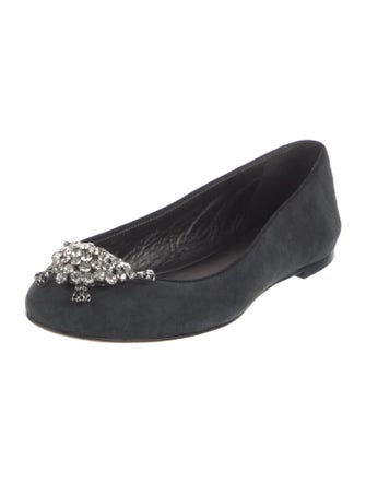 Giuseppe Zanotti Suede Crystal Embellishments Flats