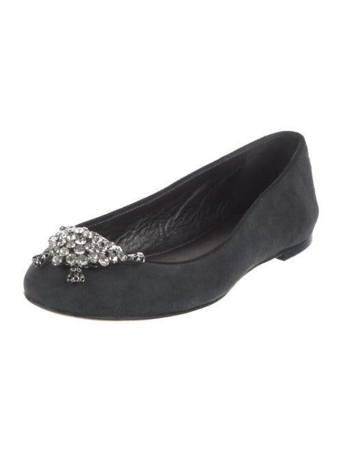 Giuseppe Zanotti Suede Crystal Embellishments Flats