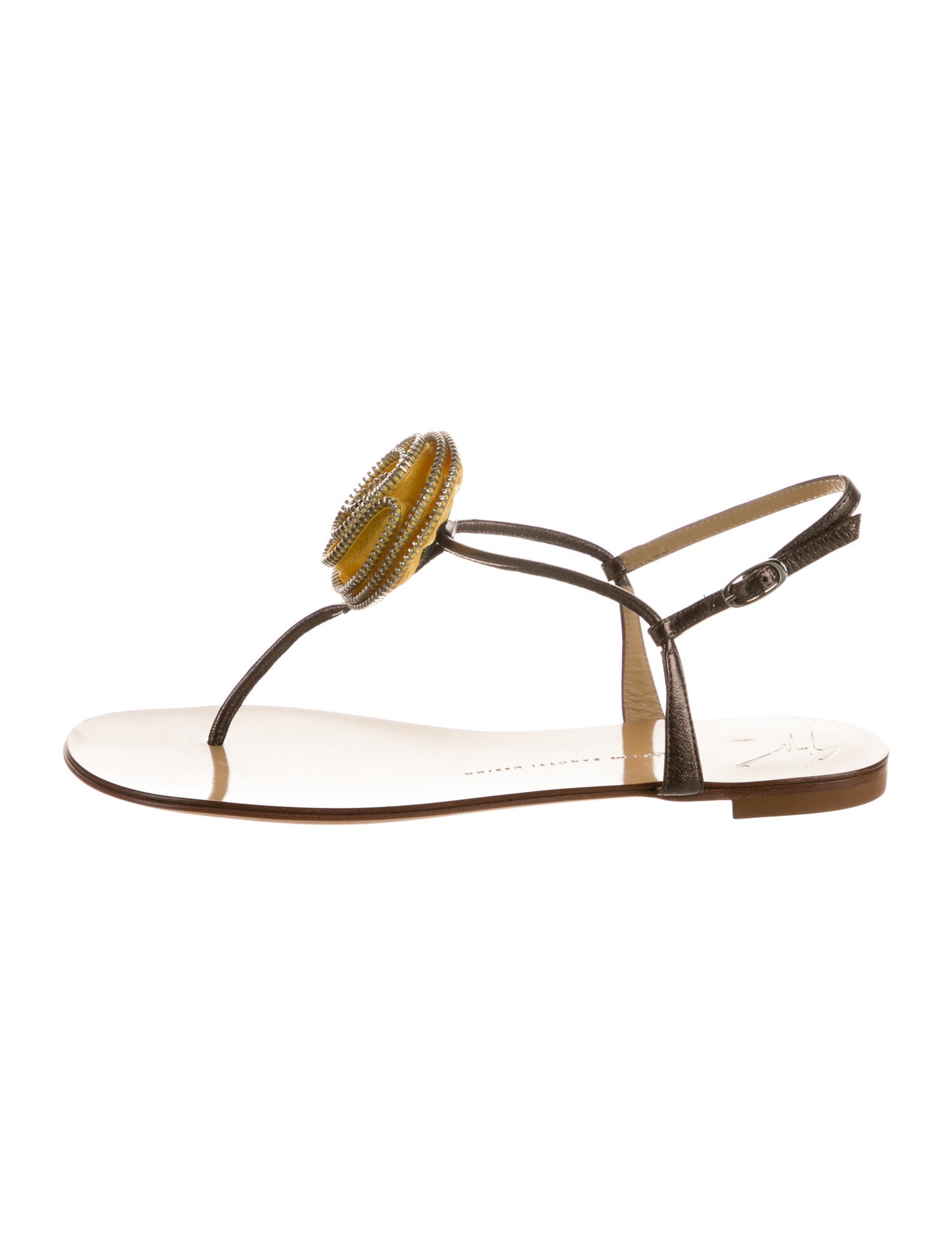 Giuseppe Zanotti Leather Crystal Embellishments T-Strap Sandals