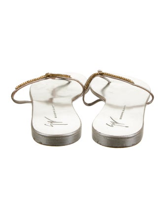 Giuseppe Zanotti Leather Crystal Embellishments T-Strap Sandals
