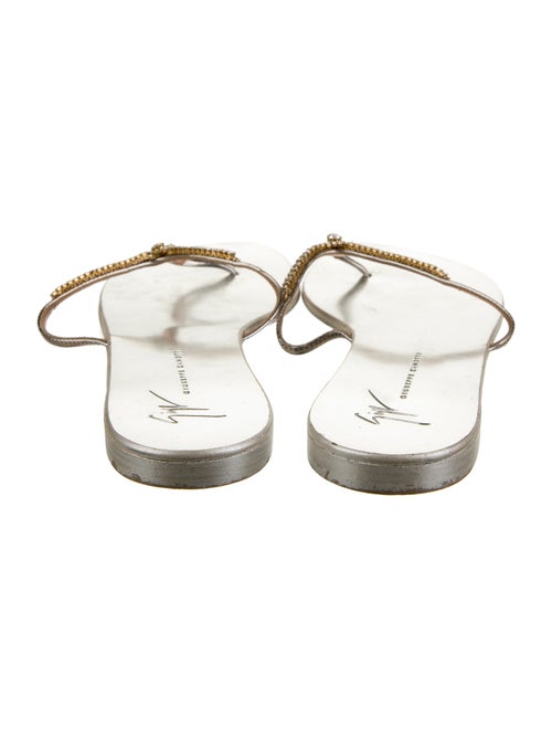 Giuseppe Zanotti Leather Crystal Embellishments T-Strap Sandals
