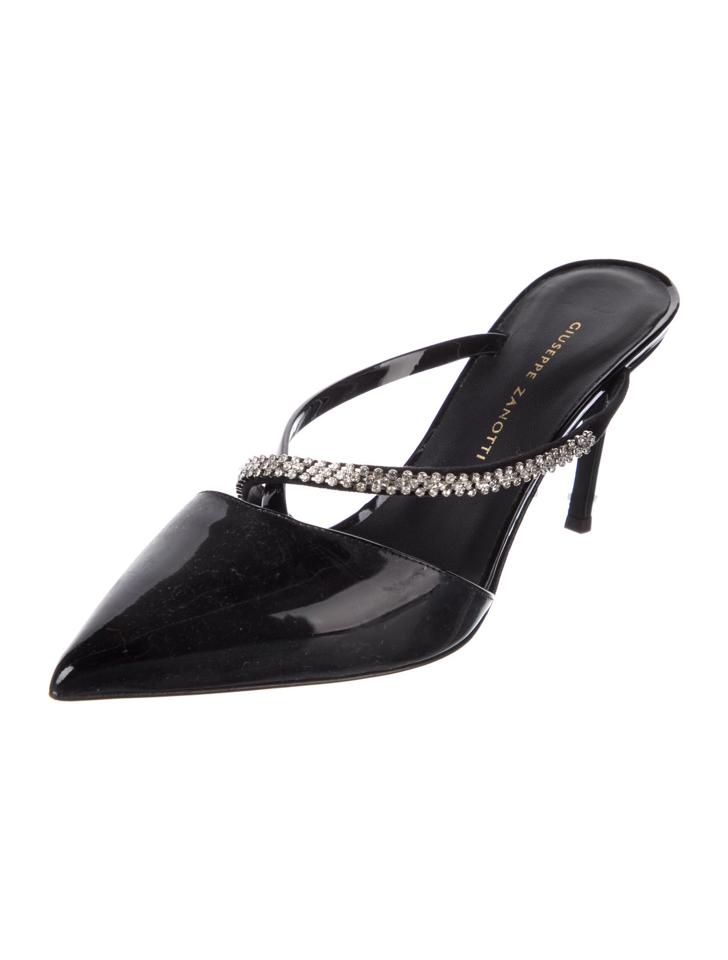 Giuseppe Zanotti Patent Leather Crystal Embellishments Mules