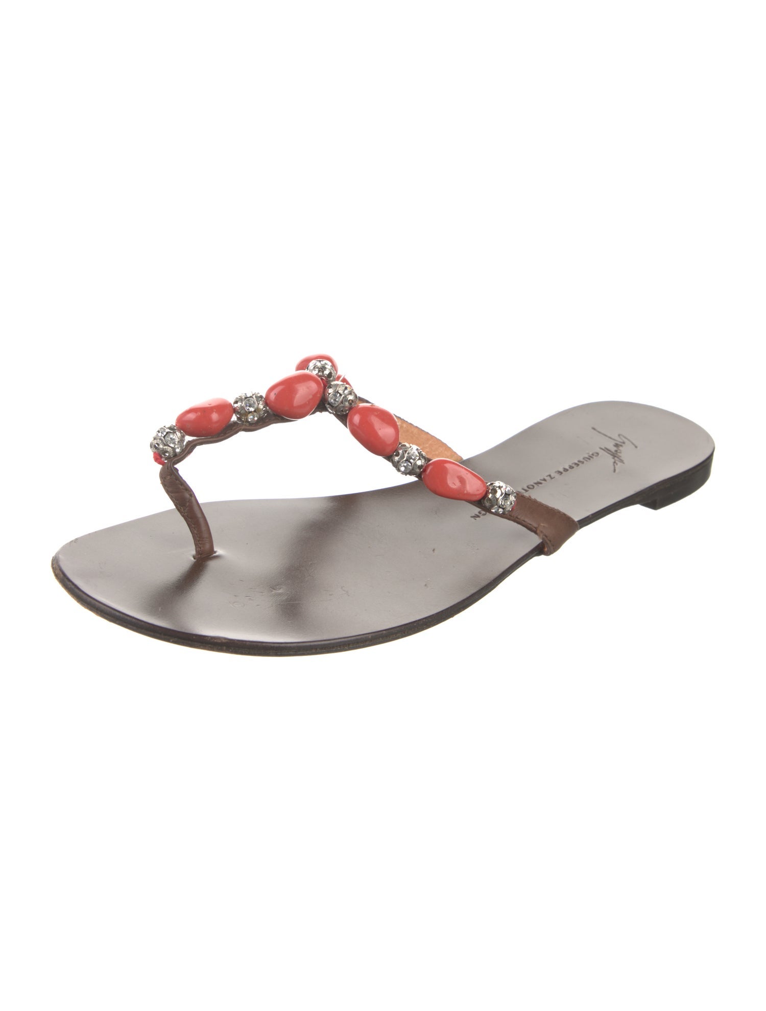 Giuseppe Zanotti Leather Crystal Embellishments Slides