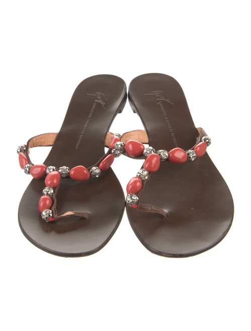 Giuseppe Zanotti Leather Crystal Embellishments Slides