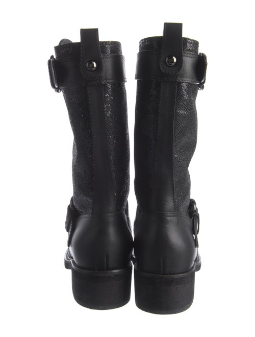 Giuseppe Zanotti Leather Glitter Accents Moto Boots