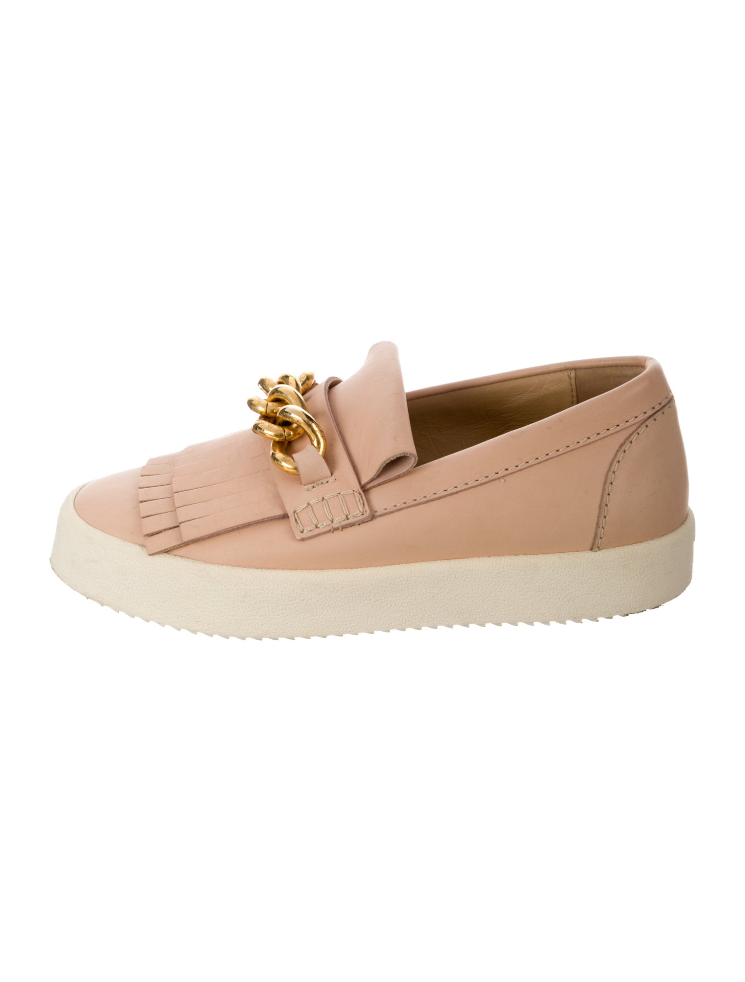 Giuseppe Zanotti Leather Fringe Trim Accent Loafer Sneakers