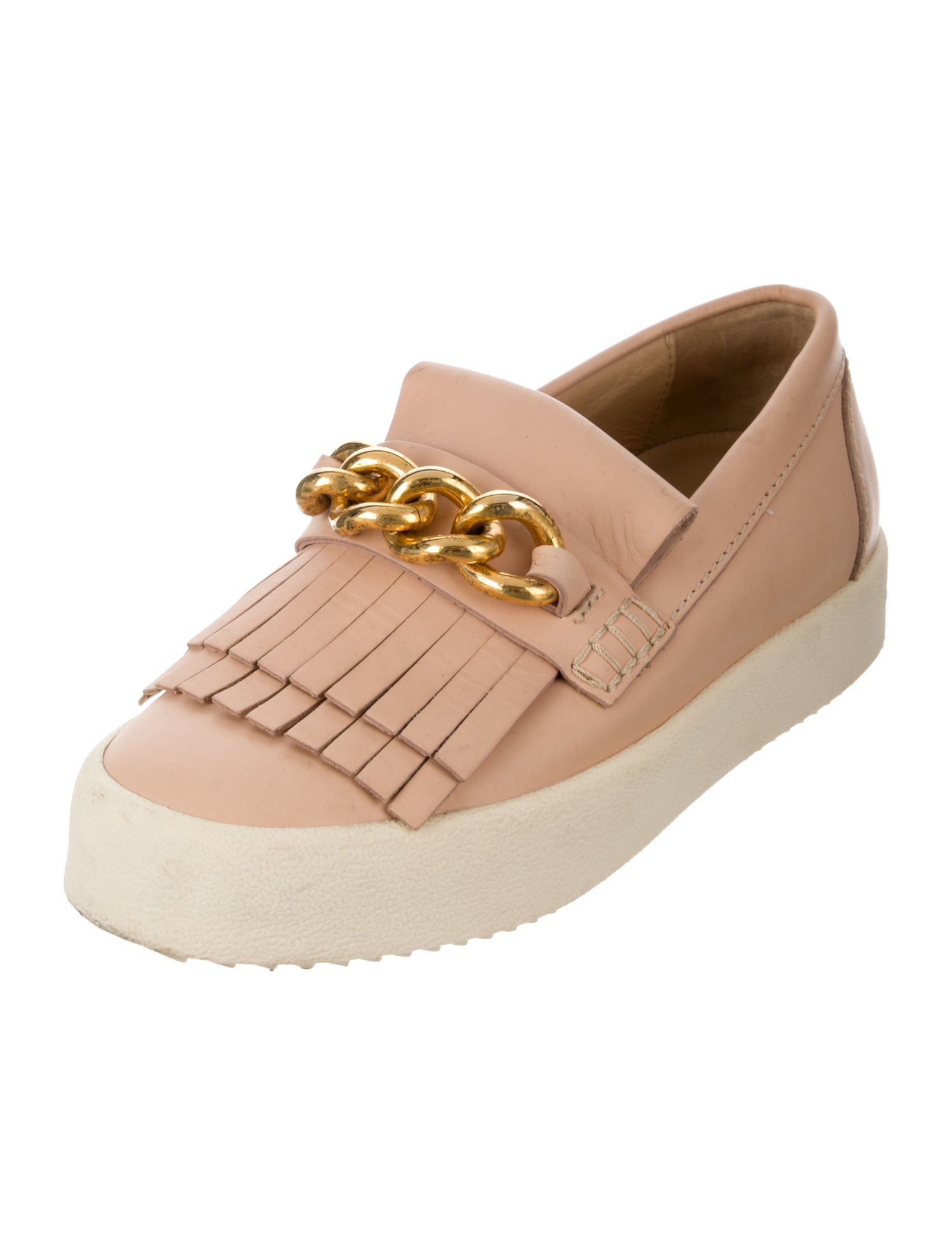 Giuseppe Zanotti Leather Fringe Trim Accent Loafer Sneakers