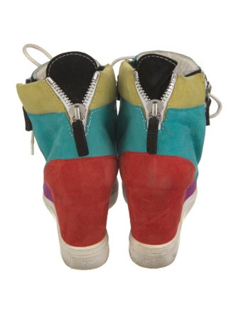 Giuseppe Zanotti Suede Colorblock Pattern Wedge Sneakers