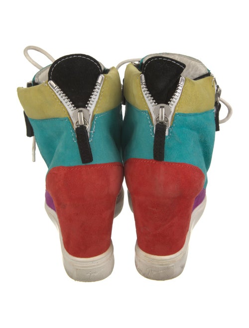 Giuseppe Zanotti Suede Colorblock Pattern Wedge Sneakers