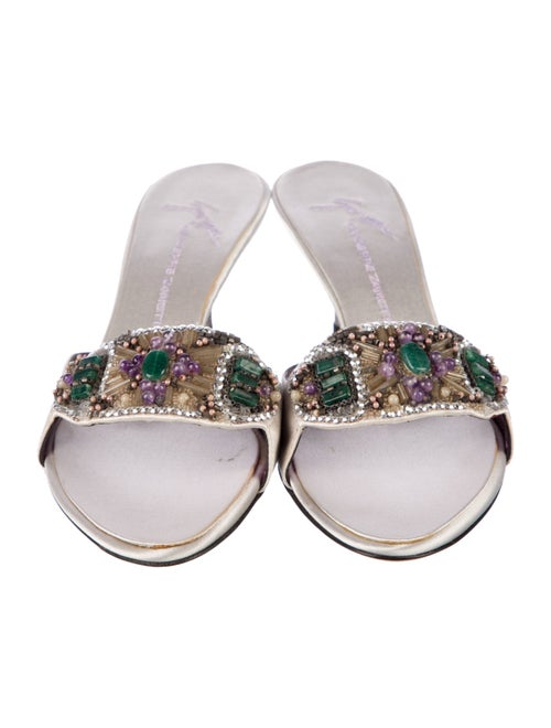 Giuseppe Zanotti Satin Crystal Embellishments Slides