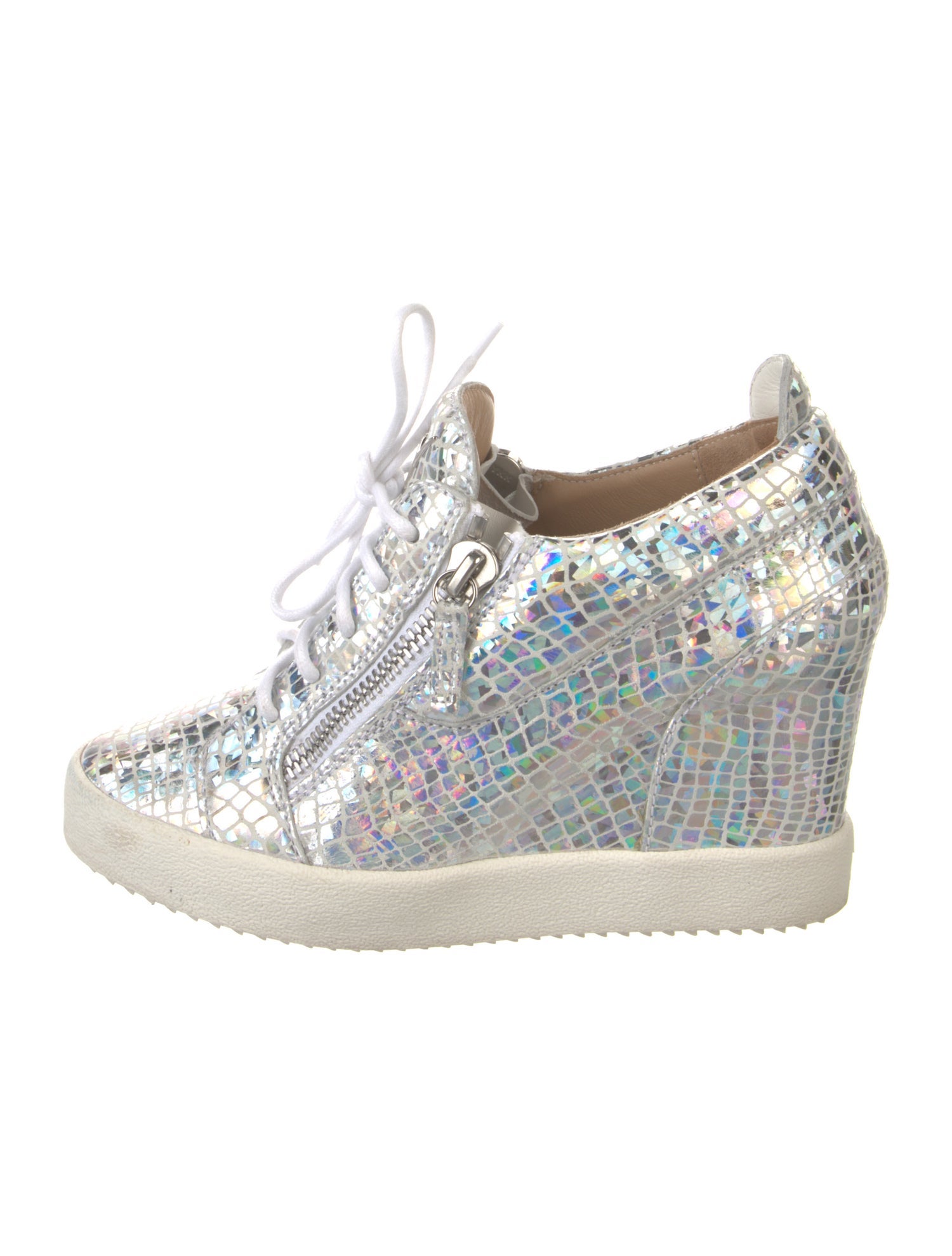 Giuseppe Zanotti Leather Printed Wedge Sneakers