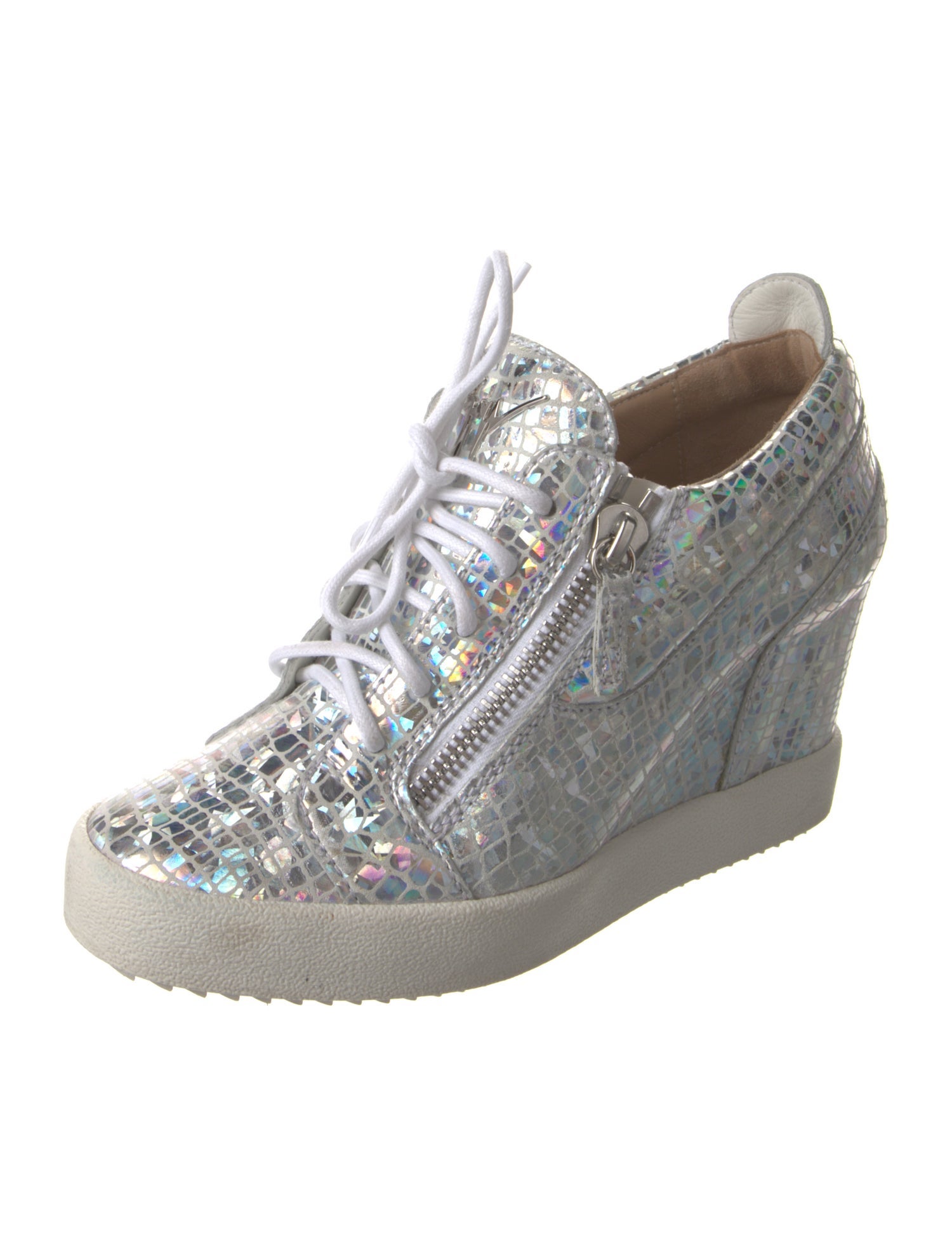 Giuseppe Zanotti Leather Printed Wedge Sneakers