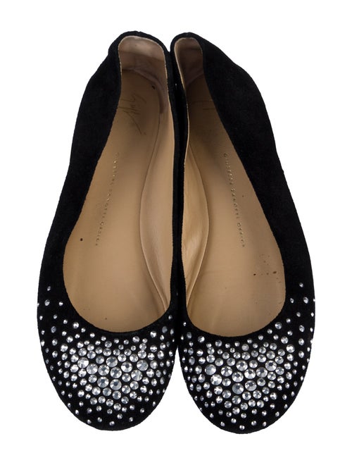Giuseppe Zanotti Suede Crystal Embellishments Ballet Flats
