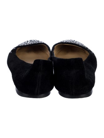Giuseppe Zanotti Suede Crystal Embellishments Ballet Flats