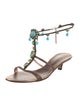 Giuseppe Zanotti Leather Crystal Embellishments T-Strap Sandals