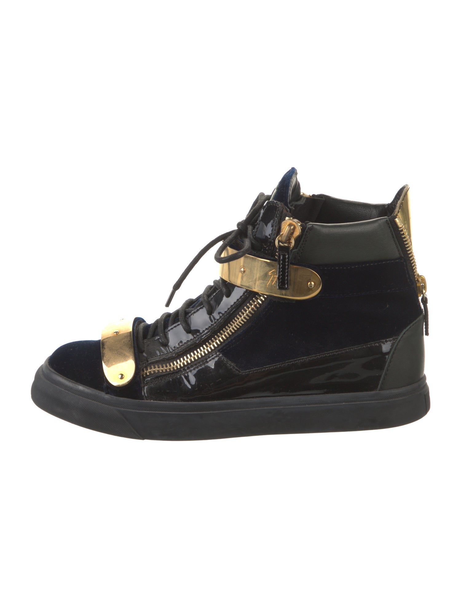 Giuseppe Zanotti Velvet Leather Trim Embellishment Sneakers