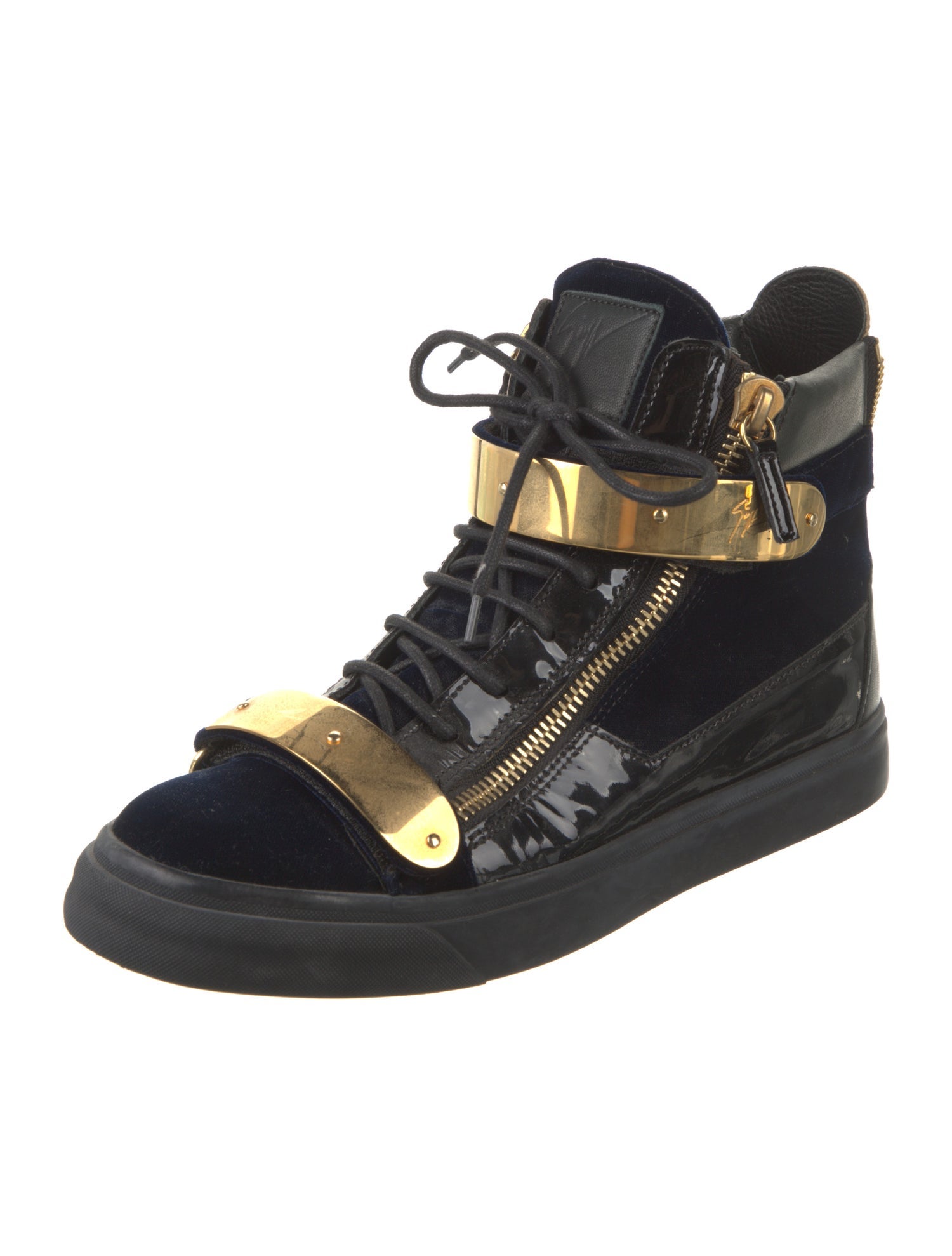 Giuseppe Zanotti Velvet Leather Trim Embellishment Sneakers