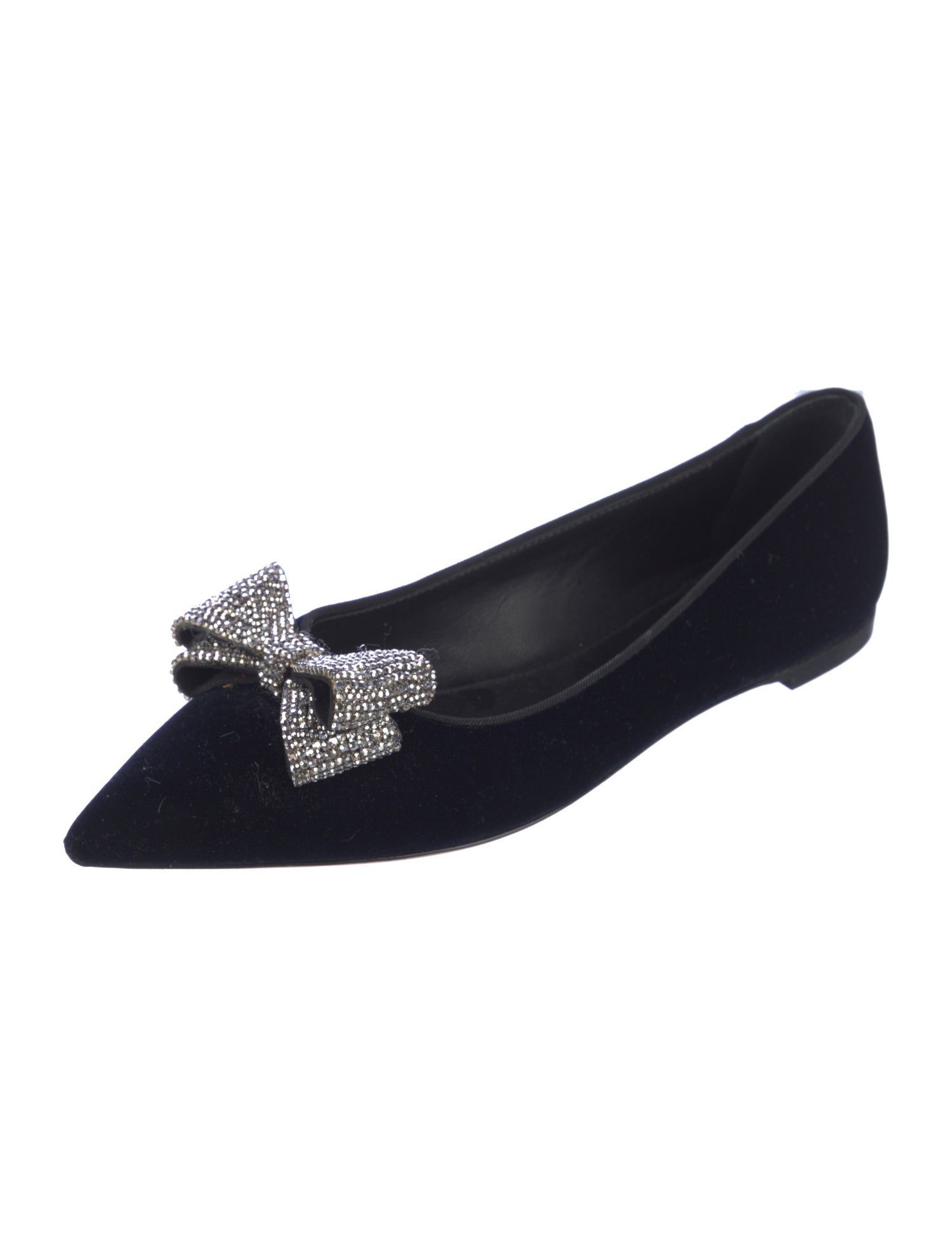 Giuseppe Zanotti Velvet Bow Accents Ballet Flats