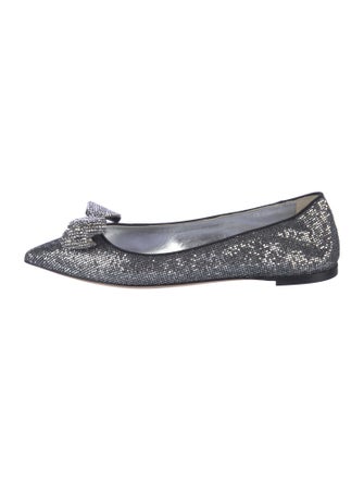 Giuseppe Zanotti Leather Bow Accents Ballet Flats