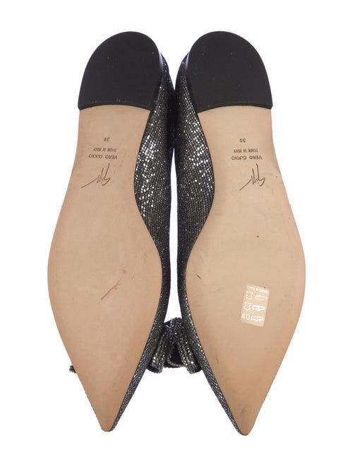 Giuseppe Zanotti Leather Bow Accents Ballet Flats