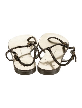 Giuseppe Zanotti Leather Crystal Embellishments T-Strap Sandals