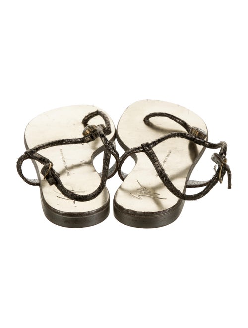 Giuseppe Zanotti Leather Crystal Embellishments T-Strap Sandals